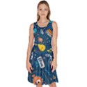 Seamless-pattern-vector-submarine-with-sea-animals-cartoon Knee Length Skater Dress With Pockets View1