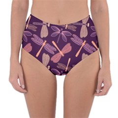 Dragonfly-pattern-design Reversible High-waist Bikini Bottoms by Jancukart