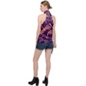 Dragonfly-pattern-design Halter Asymmetric Satin Top View2