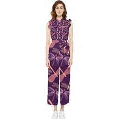 Dragonfly-pattern-design Women s Frill Top Chiffon Jumpsuit by Jancukart