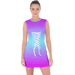 Ombre Pink And Blue Lace Up Front Bodycon Dress by FunDressesShop