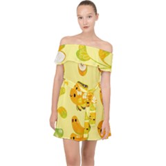 Banana Cichlid Off Shoulder Chiffon Dress
