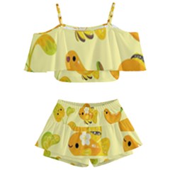 Banana Cichlid Kids  Off Shoulder Skirt Bikini