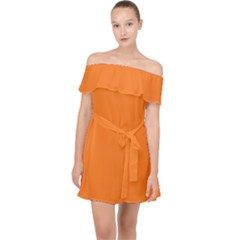 Orange Off Shoulder Chiffon Dress
