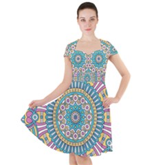 Mandala 01 Cap Sleeve Midi Dress by zappwaits