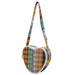 Grungy Vintage Patterns Heart Shoulder Bag by artworkshop