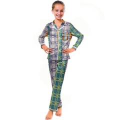 Grungy Vintage Patterns Kid s Satin Long Sleeve Pajamas Set by artworkshop