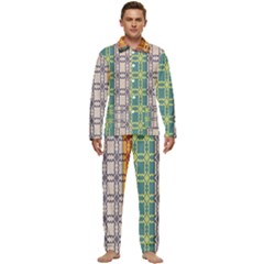 Grungy Vintage Patterns Men s Long Sleeve Velvet Pocket Pajamas Set