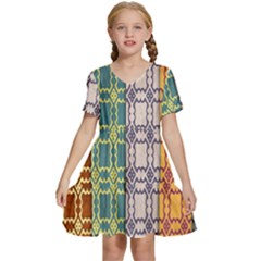 Grungy Vintage Patterns Kids  Short Sleeve Tiered Mini Dress by artworkshop