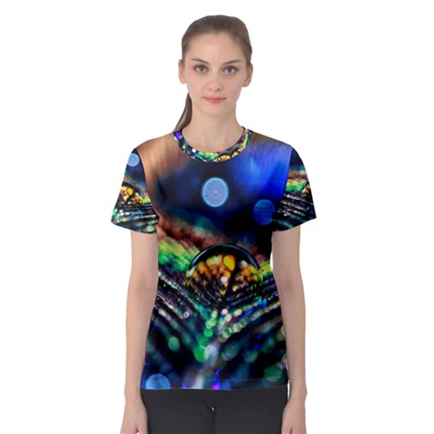 Peacock Feather Drop Women s Sport Mesh Tee by artworkshop