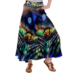 Peacock Feather Drop Satin Palazzo Pants by artworkshop