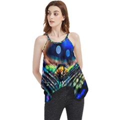 Peacock Feather Drop Flowy Camisole Tank Top