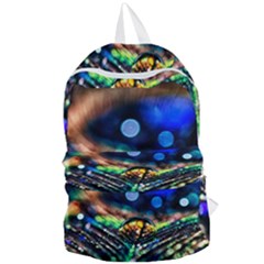 Peacock Feather Drop Foldable Lightweight Backpack by artworkshop