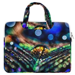 Peacock Feather Drop Macbook Pro13  Double Pocket Laptop Bag by artworkshop