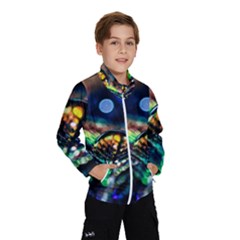 Peacock Feather Drop Kids  Windbreaker by artworkshop