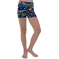 Peacock Feather Drop Kids  Lightweight Velour Yoga Shorts by artworkshop