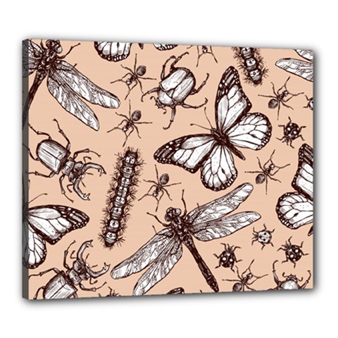 Vintage-drawn-insect-seamless-pattern Canvas 24  X 20  (stretched) by Jancukart