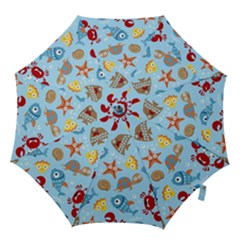 Seamless-pattern-funny-marine-animals-cartoon Hook Handle Umbrellas (medium) by Jancukart