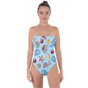 Seamless-pattern-funny-marine-animals-cartoon Tie Back One Piece Swimsuit View1