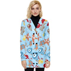 Seamless-pattern-funny-marine-animals-cartoon Button Up Hooded Coat  by Jancukart