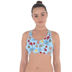 Seamless-pattern-funny-marine-animals-cartoon Cross String Back Sports Bra by Jancukart