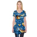 Seamless-pattern-with-nice-planes-cartoon Short Sleeve Tunic  View1