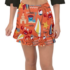 Seamless-pattern-vector-beach-holiday-theme-set Fishtail Mini Chiffon Skirt