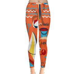 Seamless-pattern-vector-beach-holiday-theme-set Inside Out Leggings