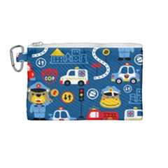 Seamless-pattern-vector-rescue-team-cartoon Canvas Cosmetic Bag (medium) by Jancukart