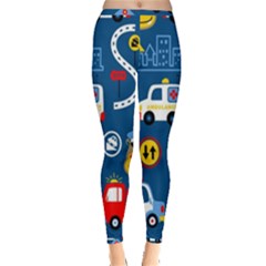 Seamless-pattern-vector-rescue-team-cartoon Inside Out Leggings by Jancukart