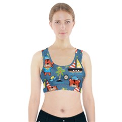 Seamless-pattern-with-sailing-cartoon Sports Bra With Pocket by Jancukart