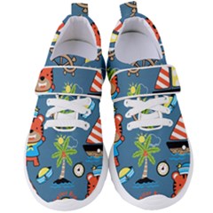 Seamless-pattern-with-sailing-cartoon Women s Velcro Strap Shoes