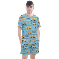 Buses-cartoon-pattern-vector Men s Mesh Tee And Shorts Set