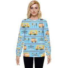 Buses-cartoon-pattern-vector Hidden Pocket Sweatshirt by Jancukart