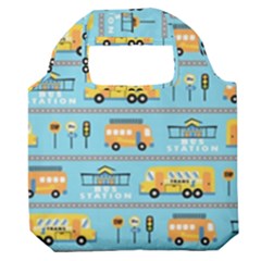 Buses-cartoon-pattern-vector Premium Foldable Grocery Recycle Bag by Jancukart