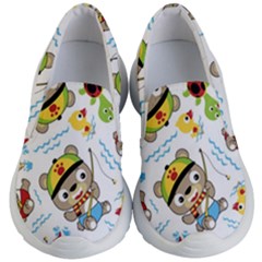 Vector-seamless-pattern-cute-fishing-animals-cartoon Kids Lightweight Slip Ons