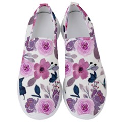 Purple-flower-butterfly-with-watercolor-seamless-pattern Men s Slip On Sneakers