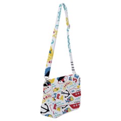 Seamless-pattern-vector-sailing-equipments-cartoon Shoulder Bag With Back Zipper by Jancukart