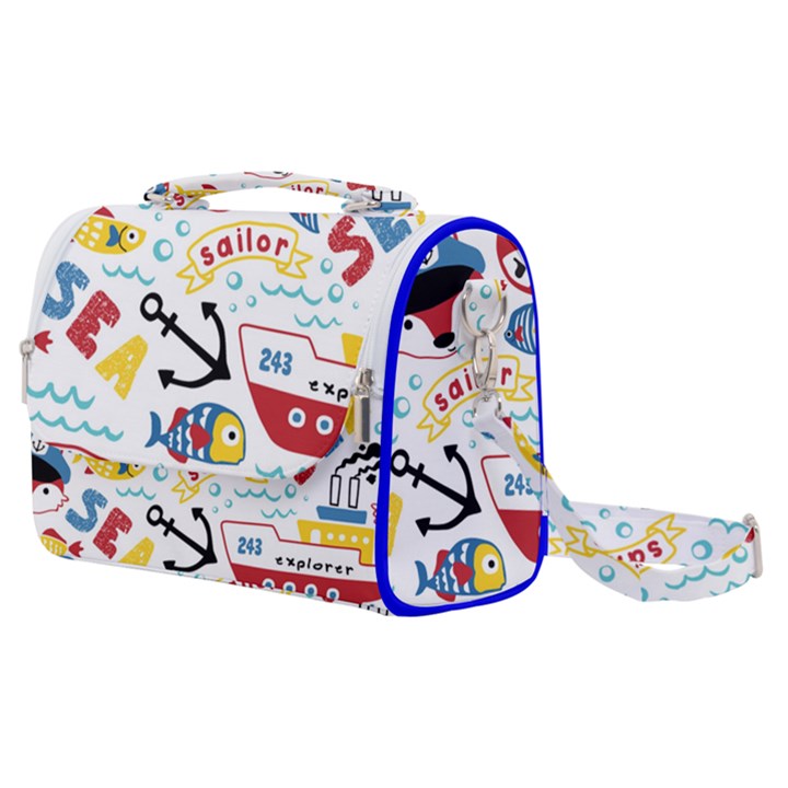 Seamless-pattern-vector-sailing-equipments-cartoon Satchel Shoulder Bag