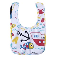 Seamless-pattern-vector-sailing-equipments-cartoon Baby Bib by Jancukart