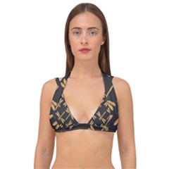 Golden-dragonfly-seamless-pattern-textile-design-wallpaper-wrapping-paper-scrapbooking Double Strap Halter Bikini Top