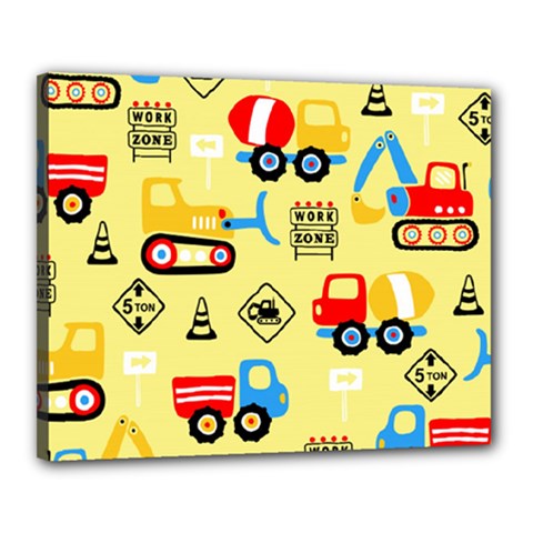 Seamless-pattern-vector-industrial-vehicle-cartoon Canvas 20  X 16  (stretched)