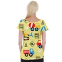 Seamless-pattern-vector-industrial-vehicle-cartoon Cap Sleeve Top View2