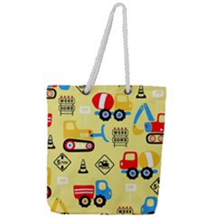 Seamless-pattern-vector-industrial-vehicle-cartoon Full Print Rope Handle Tote (large) by Jancukart