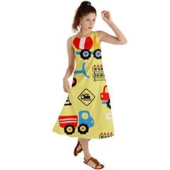 Seamless-pattern-vector-industrial-vehicle-cartoon Summer Maxi Dress by Jancukart