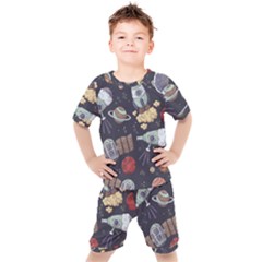 Hand-drawn-pattern-space-elements-collection Kids  Tee And Shorts Set