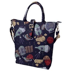 Hand-drawn-pattern-space-elements-collection Buckle Top Tote Bag