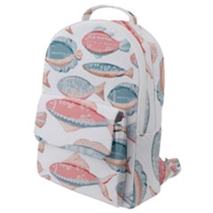 Hand-drawn-seamless-pattern-with-cute-fishes-doodle-style-pink-blue-colors Flap Pocket Backpack (small) by Jancukart