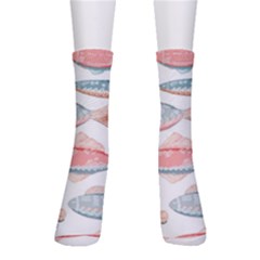 Hand-drawn-seamless-pattern-with-cute-fishes-doodle-style-pink-blue-colors Crew Socks