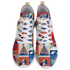 Toy-transport-cartoon-seamless-pattern-with-airplane-aerostat-sail-yacht-vector-illustration Men s Lightweight High Top Sneakers